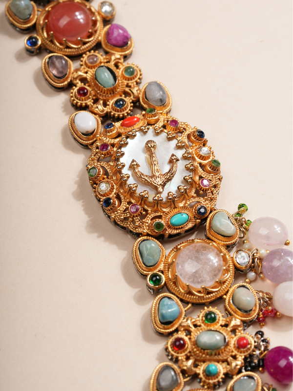 Lotus Empress Multistone Mother of Pearl Necklace Set