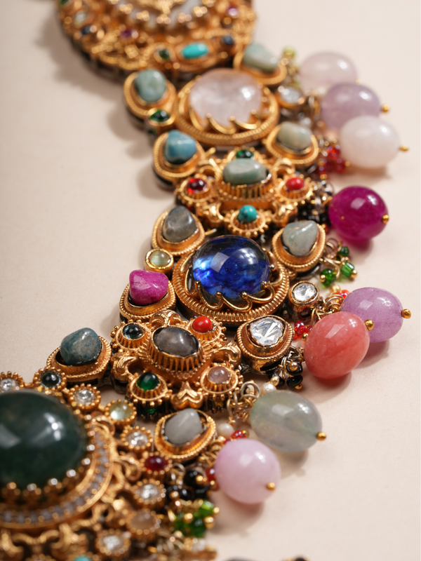 Lotus Empress Multistone Mother of Pearl Necklace Set