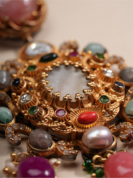 Lotus Empress Multistone Mother of Pearl Necklace Set