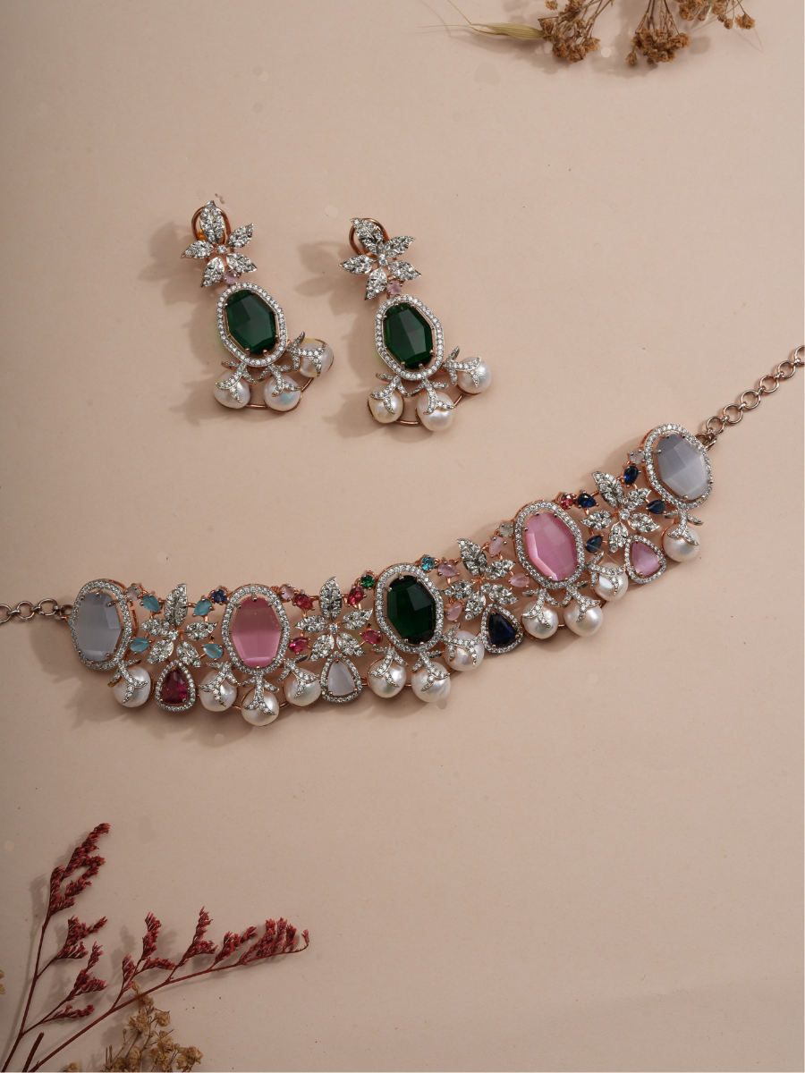 Starfall Luxe Gem & Pearl Choker Set