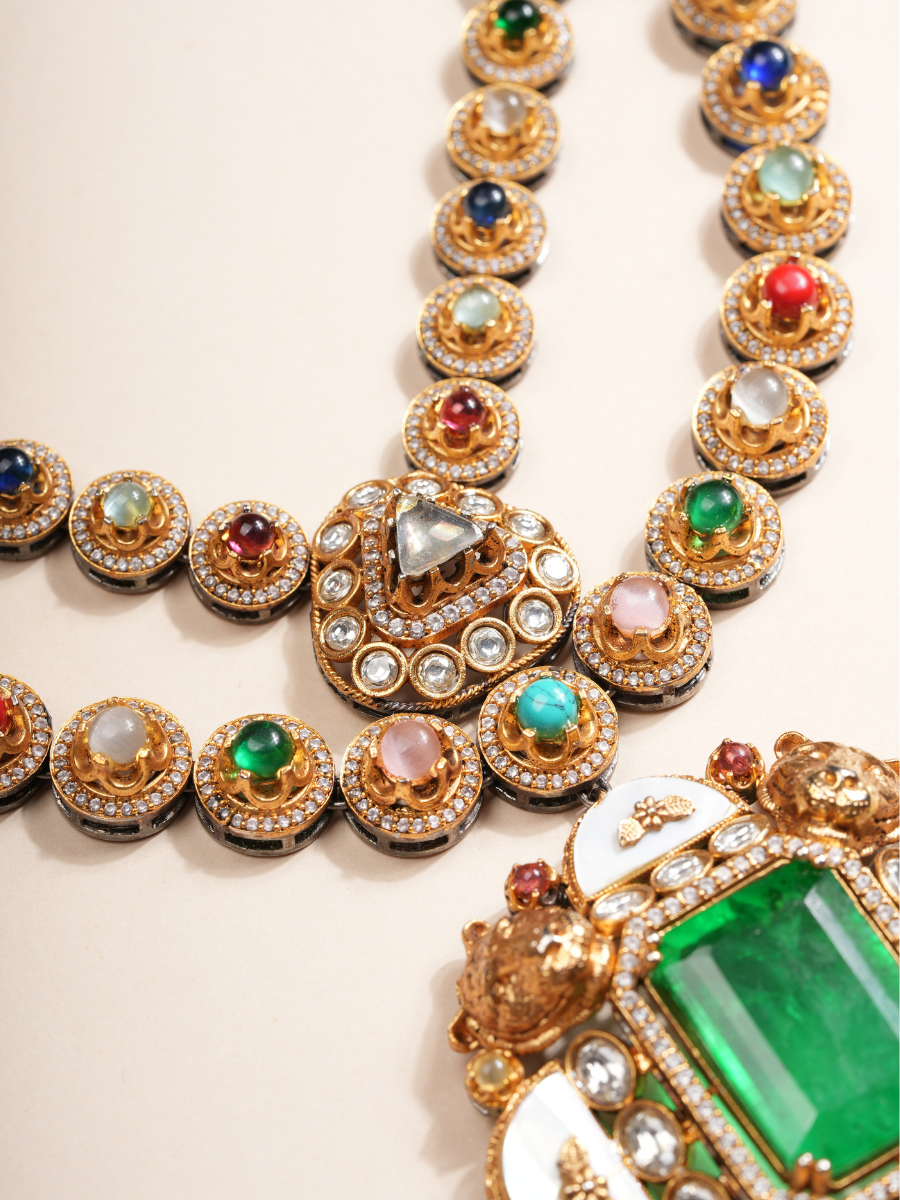 Majestic Emerald Royale Multi-Gem Necklace Set