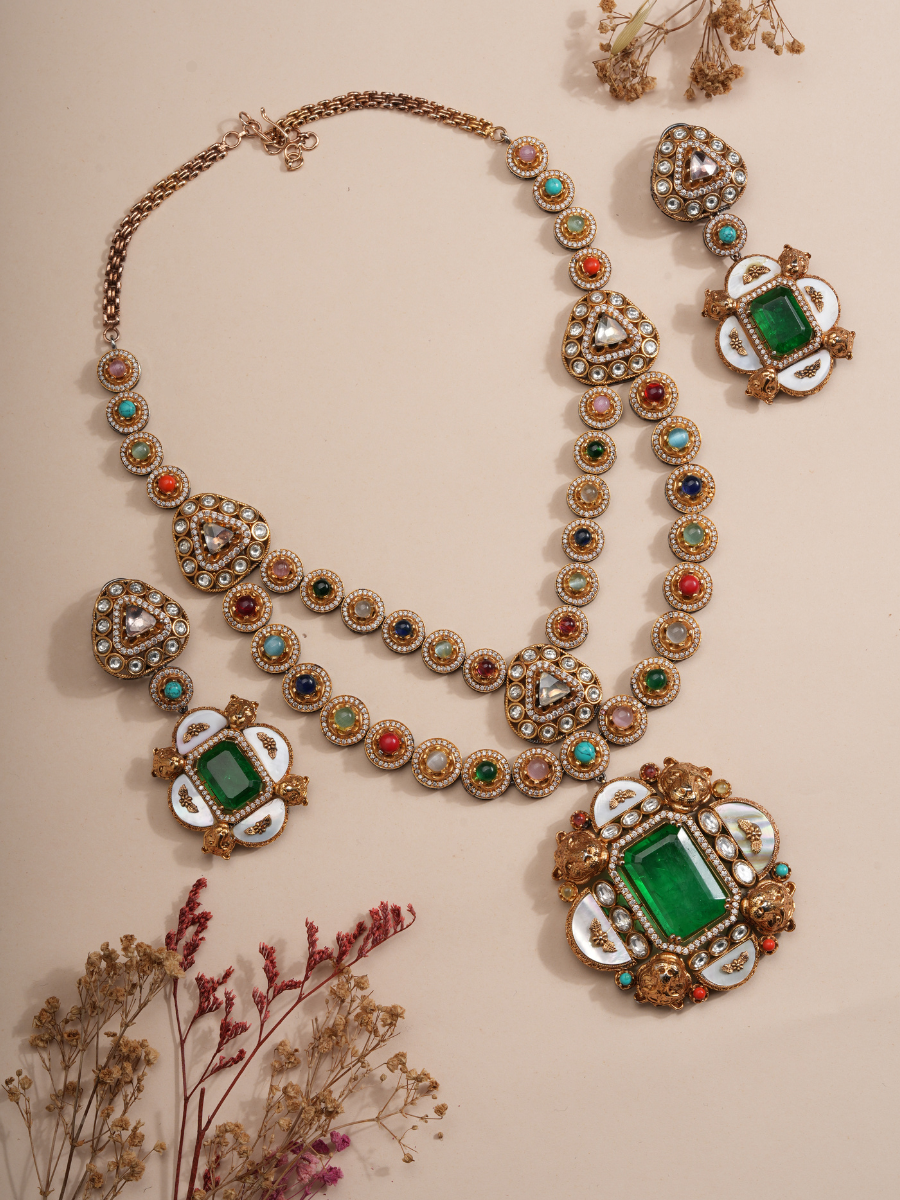 Majestic Emerald Royale Multi-Gem Necklace Set