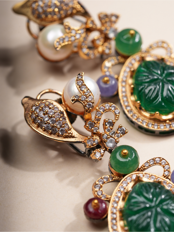 Celestial Blossom Multicolor Necklace & Earrings Set