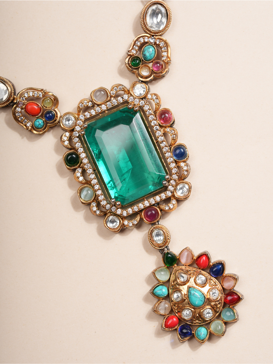 Emerald Blossom Multi-Gem Necklace Set