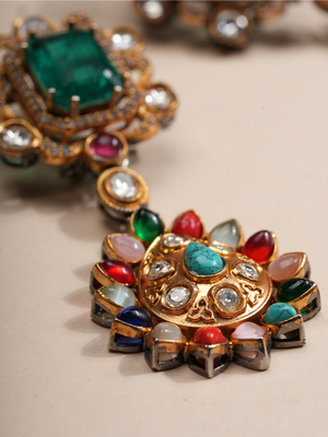 Emerald Blossom Multi-Gem Necklace Set