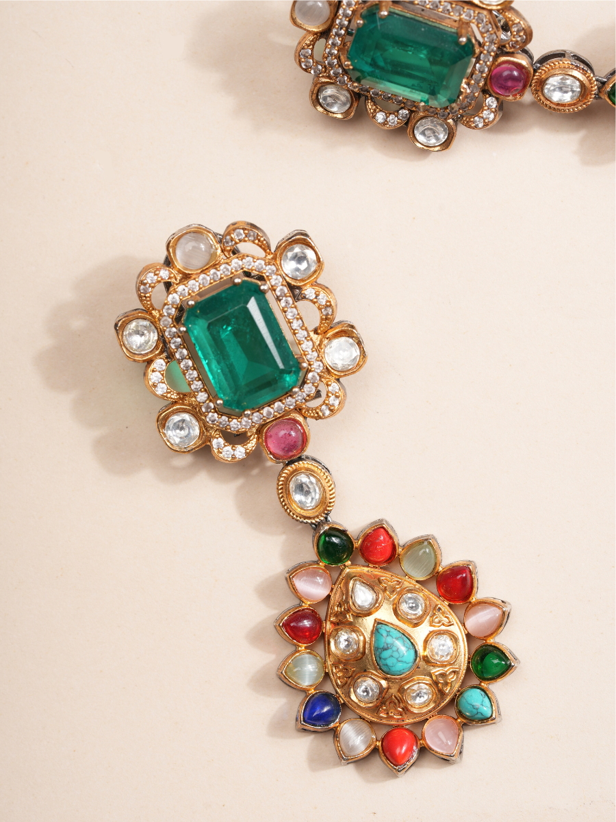 Emerald Blossom Multi-Gem Necklace Set