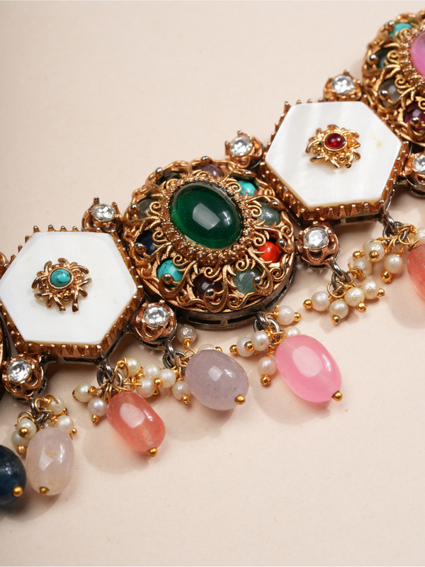 Majestic Aura Pastel Gemstone Necklace & Earrings Set