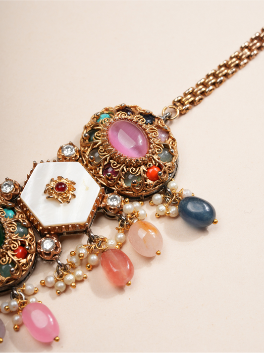 Majestic Aura Pastel Gemstone Necklace & Earrings Set