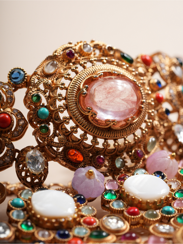 Imperial Aura Multi-Gem Bridal Choker Necklace Set