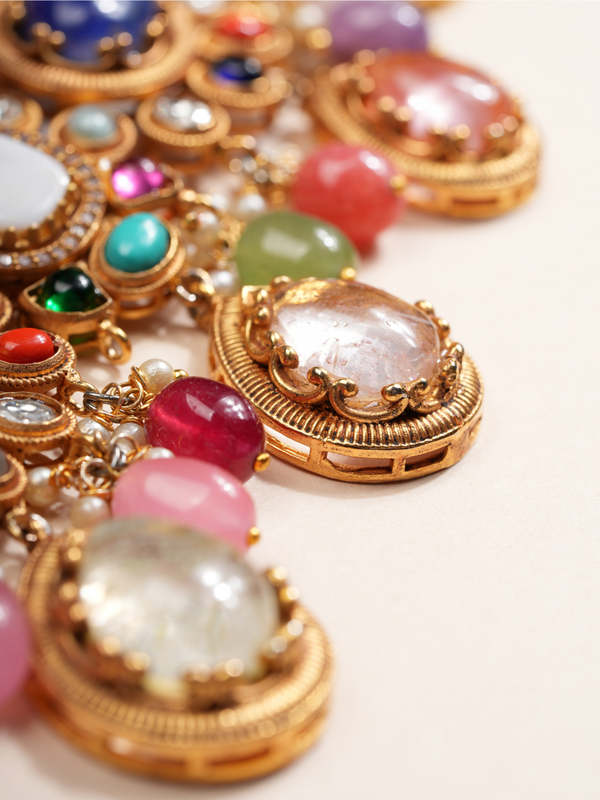 Imperial Aura Multi-Gem Bridal Choker Necklace Set