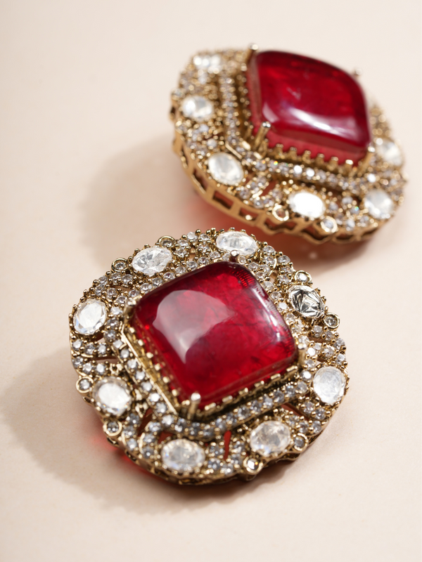 Regal Ruby Kundan Choker & Studs Set