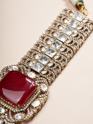 Regal Ruby Kundan Choker & Studs Set