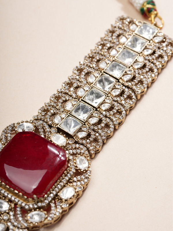 Regal Ruby Kundan Choker & Studs Set