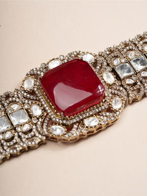 Regal Ruby Kundan Choker & Studs Set