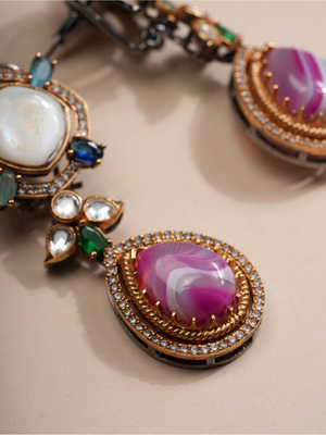 Opulent Mirage Pastel Gemstone Necklace & Earrings Set