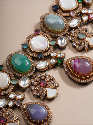 Opulent Mirage Pastel Gemstone Necklace & Earrings Set