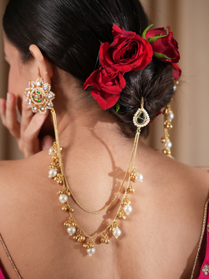 Gulnisa - White Kashmiri Kaan Chain Earrings