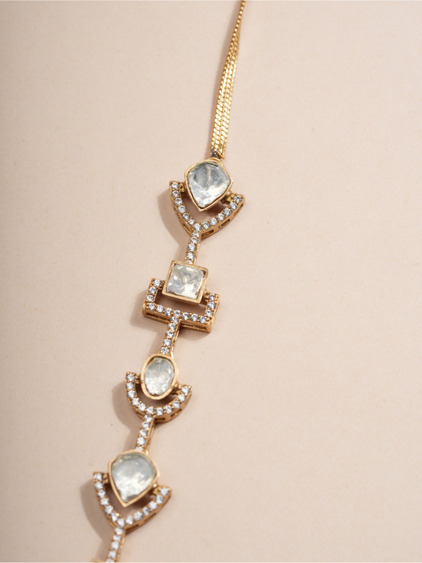 Amethyst Shine Modern Kundan Necklace & Earrings Set