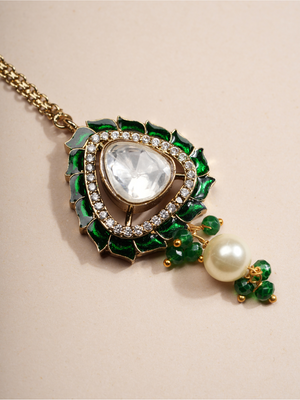 Emerald Radiance Polki Kundan Bridal Necklace & Earrings Set