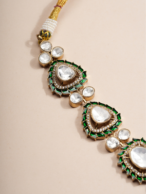 Emerald Radiance Polki Kundan Bridal Necklace & Earrings Set