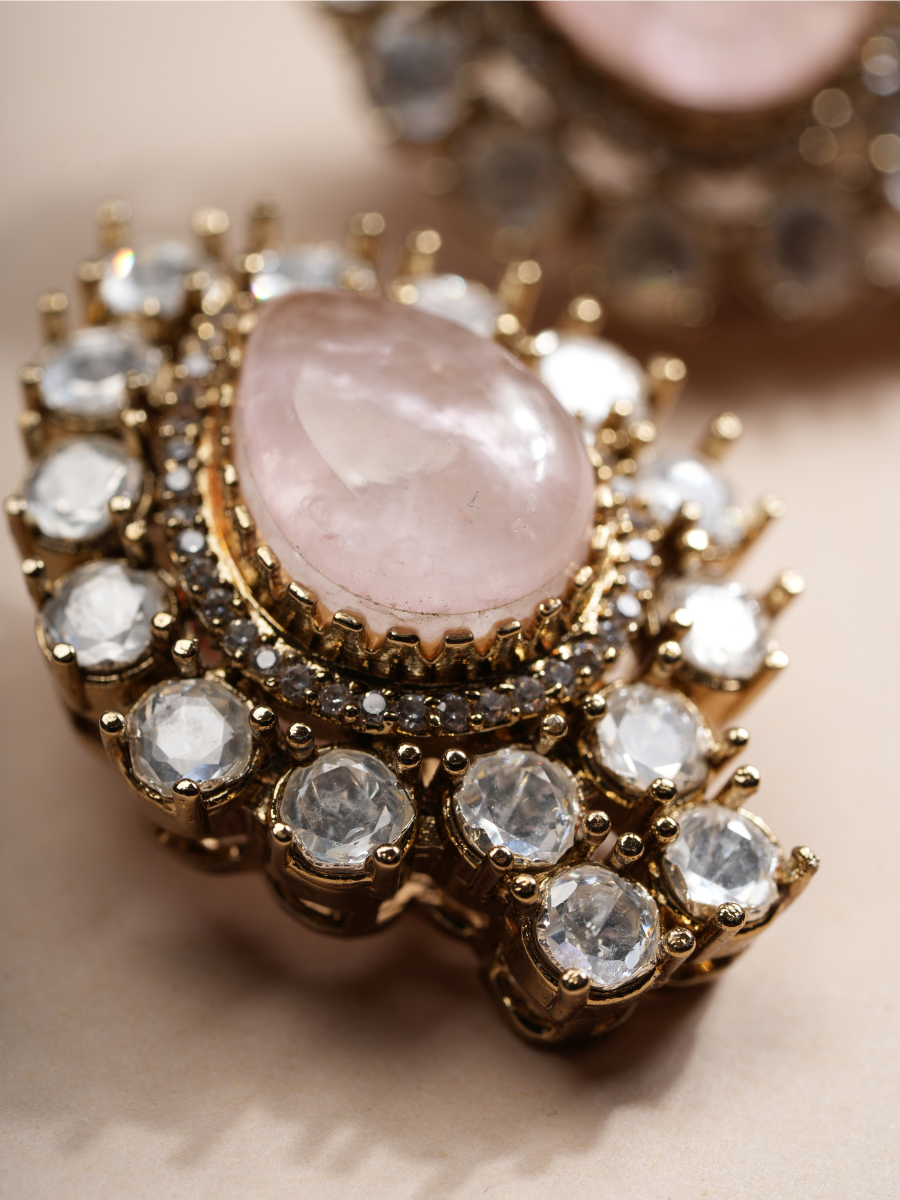 Blush Cascade Rose Choker & Earrings Set