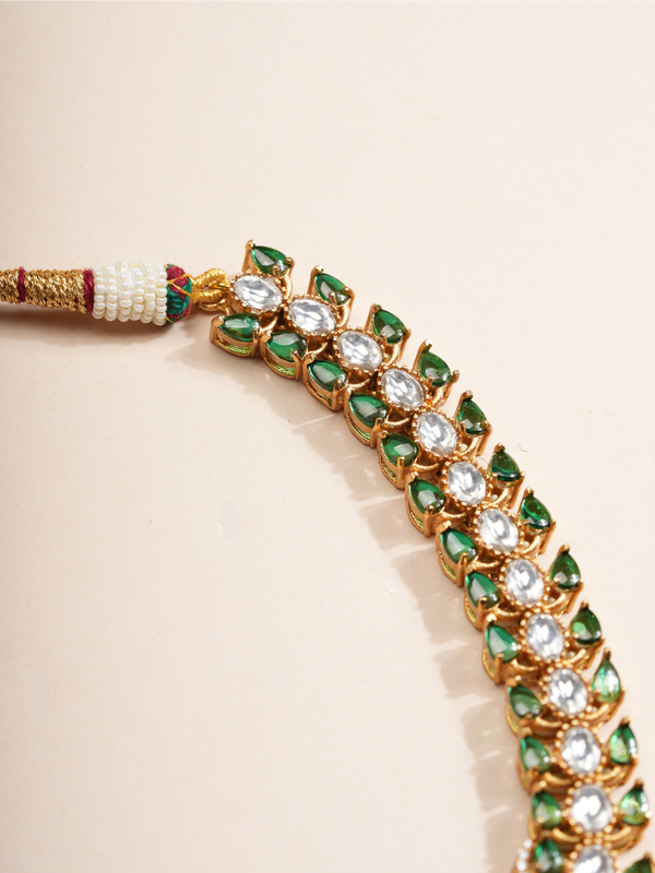 Emerald Queen Polki Kundan Necklace & Studs Set