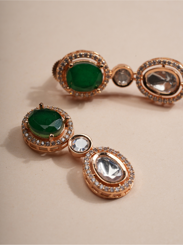 Emerald Cascade Polki Teardrop Choker & Earring Set