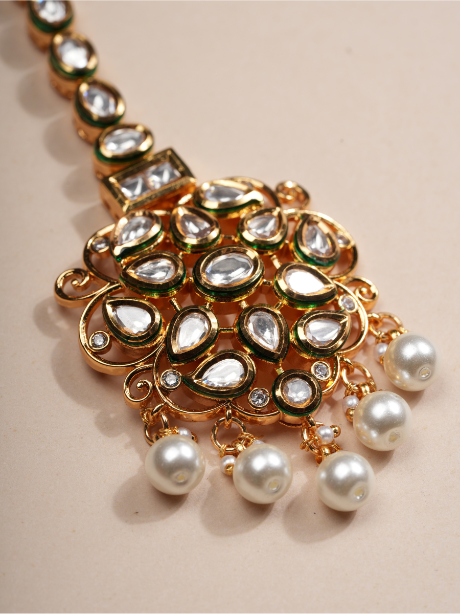 Pearl Radiance – Kundan Bridal Maang Tikka