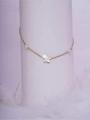 Obly – Butterfly Pearl Anklet (Anti Tarnish)