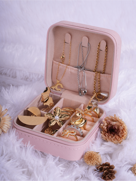 Blush Bloom – Travel-Friendly Jewelry Organizer Box (Empty)