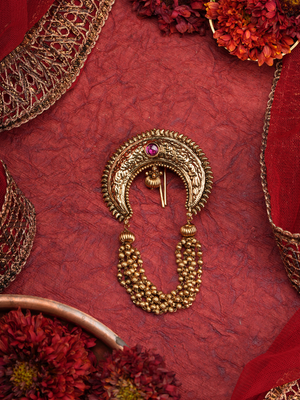 Chandra Valli – Golden Beads (Temple Hair Accessory)