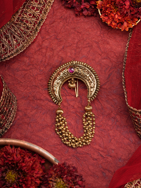 Chandra Valli – Golden Beads (Temple Hair Accessory)