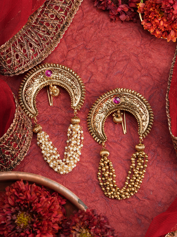 Chandra Valli – Golden Beads (Temple Hair Accessory)