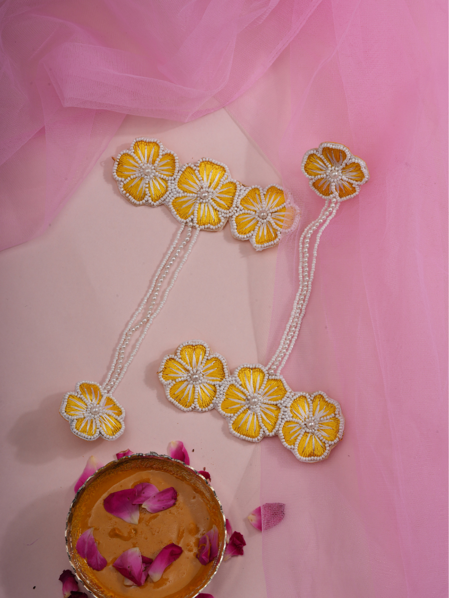 Haldi Gulmohar – Handmade Floral Jewellery Set