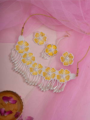 Haldi Gulmohar – Handmade Floral Jewellery Set