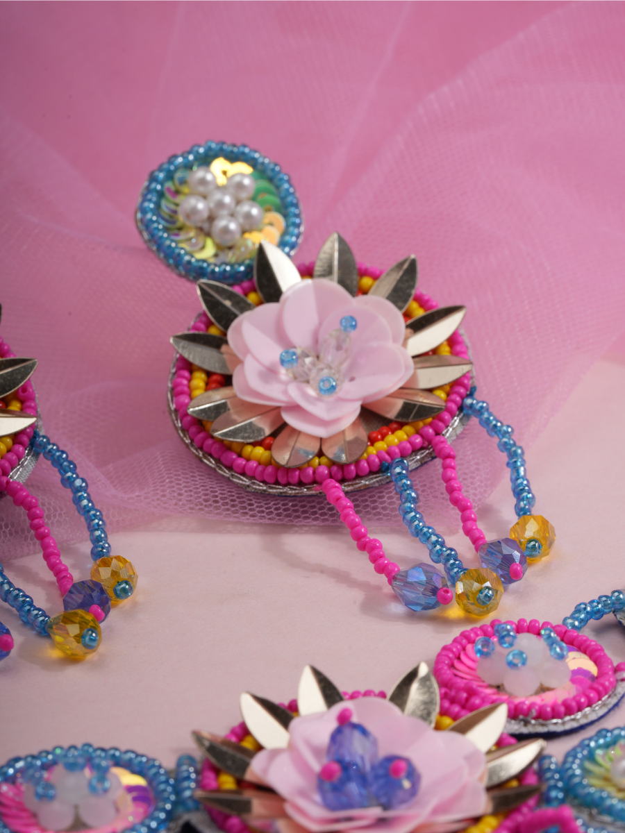Carnival Bloom – Handmade Embroidered Jewellery Set