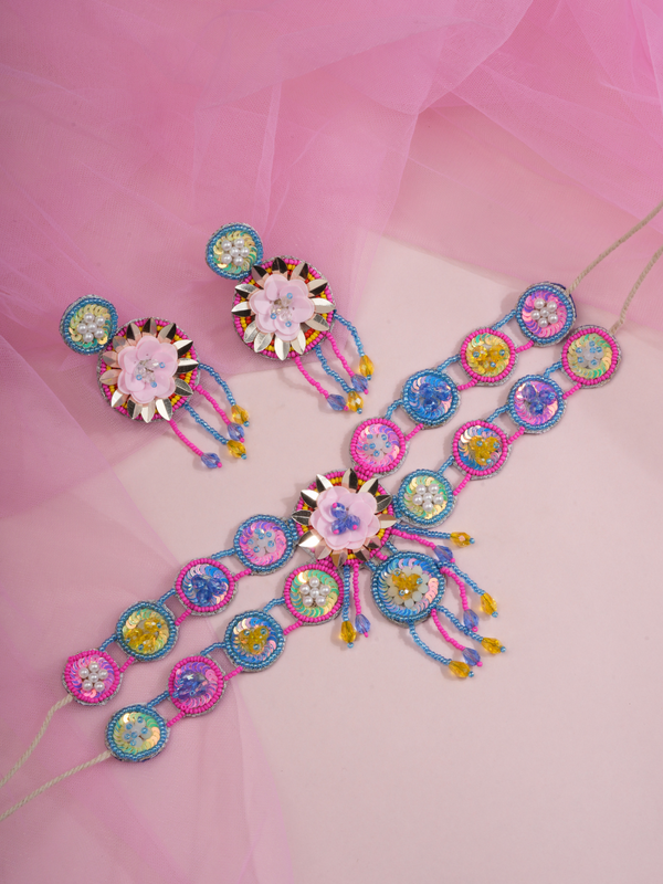 Carnival Bloom – Handmade Embroidered Jewellery Set