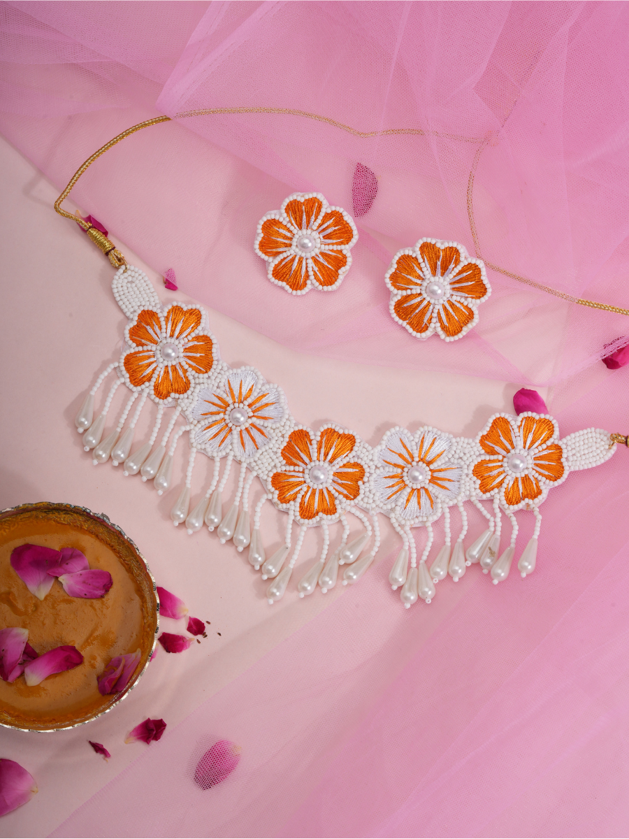 Zest Bloom – Handmade Floral Haldi Jewellery Set
