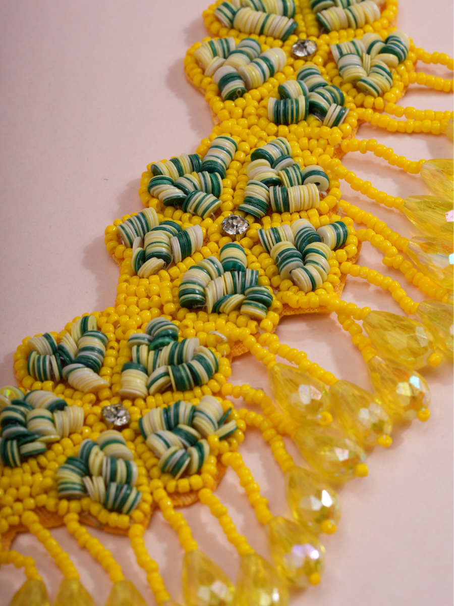 Haldi Hues – Handmade Floral Beaded Jewellery Set