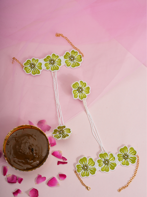 Olive Dew – Handmade Haldi Floral Jewellery Set