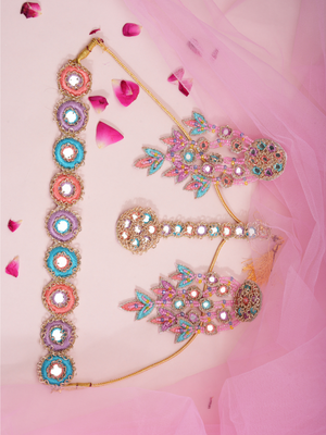 Gulbahaar Gaze – Handmade Pastel Floral Jewellery Set