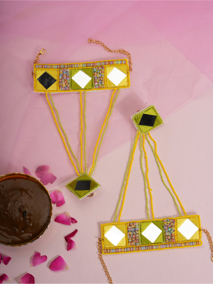 Zestara – Handmade Haldi Mirror Jewellery Set