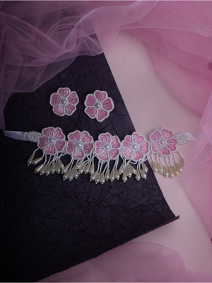 Gulaabi Gul – Handmade Floral Beaded Set