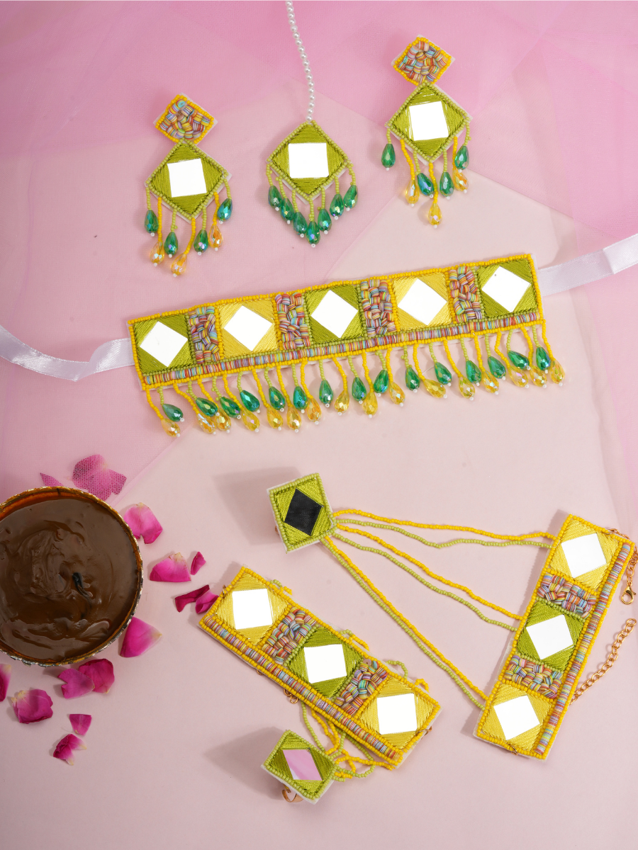 Zestara – Handmade Haldi Mirror Jewellery Set