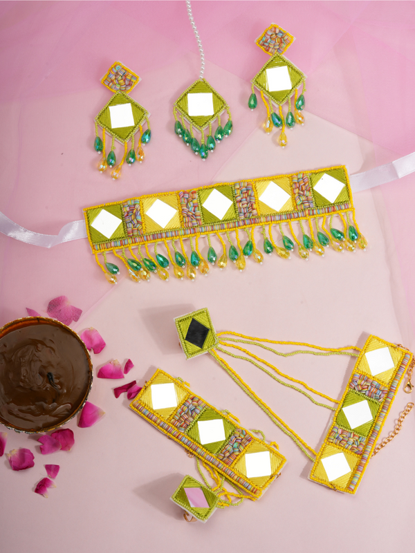 Zestara – Handmade Haldi Mirror Jewellery Set