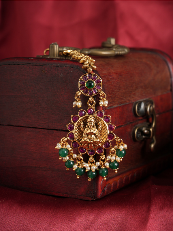 LakshmiRoopini Harita – Jadau Temple Green Maang Tikka