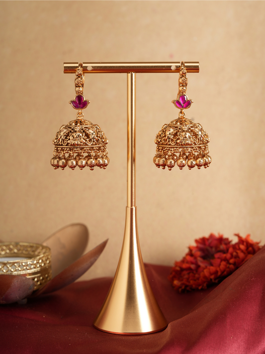 Lotus Gharana – Temple Jhumka Earrings