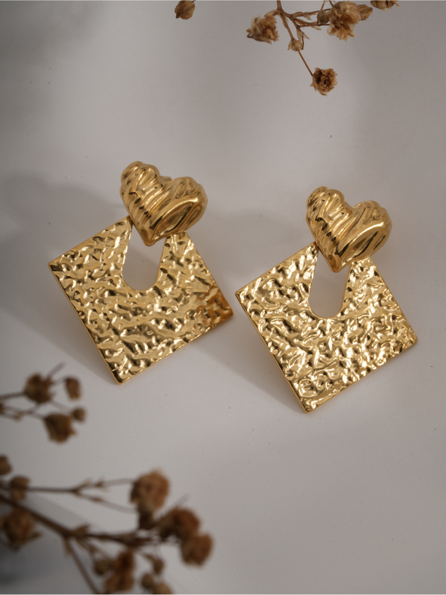 Textured Heartbeat – Anti Tarnish Earrings
