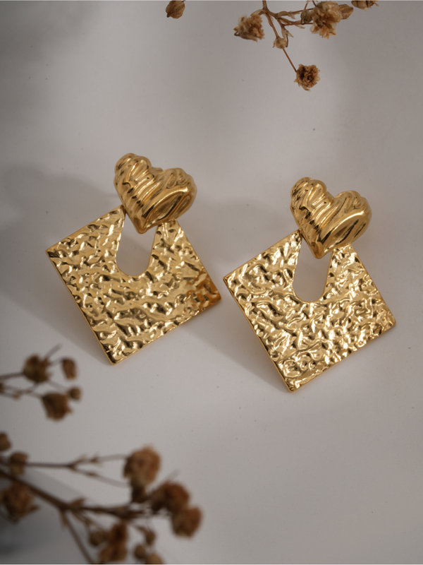 Textured Heartbeat – Anti Tarnish Earrings