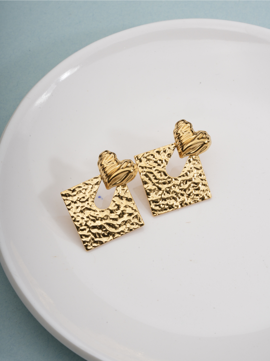 Textured Heartbeat – Anti Tarnish Earrings
